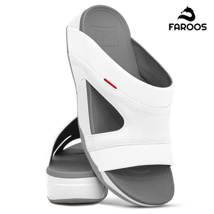 Faroos[F453]M148 White Gray Gents Arabic Sandal