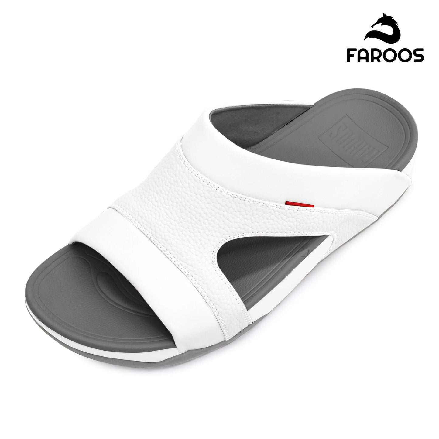 Faroos[F453]M148 White Gray Gents Arabic Sandal