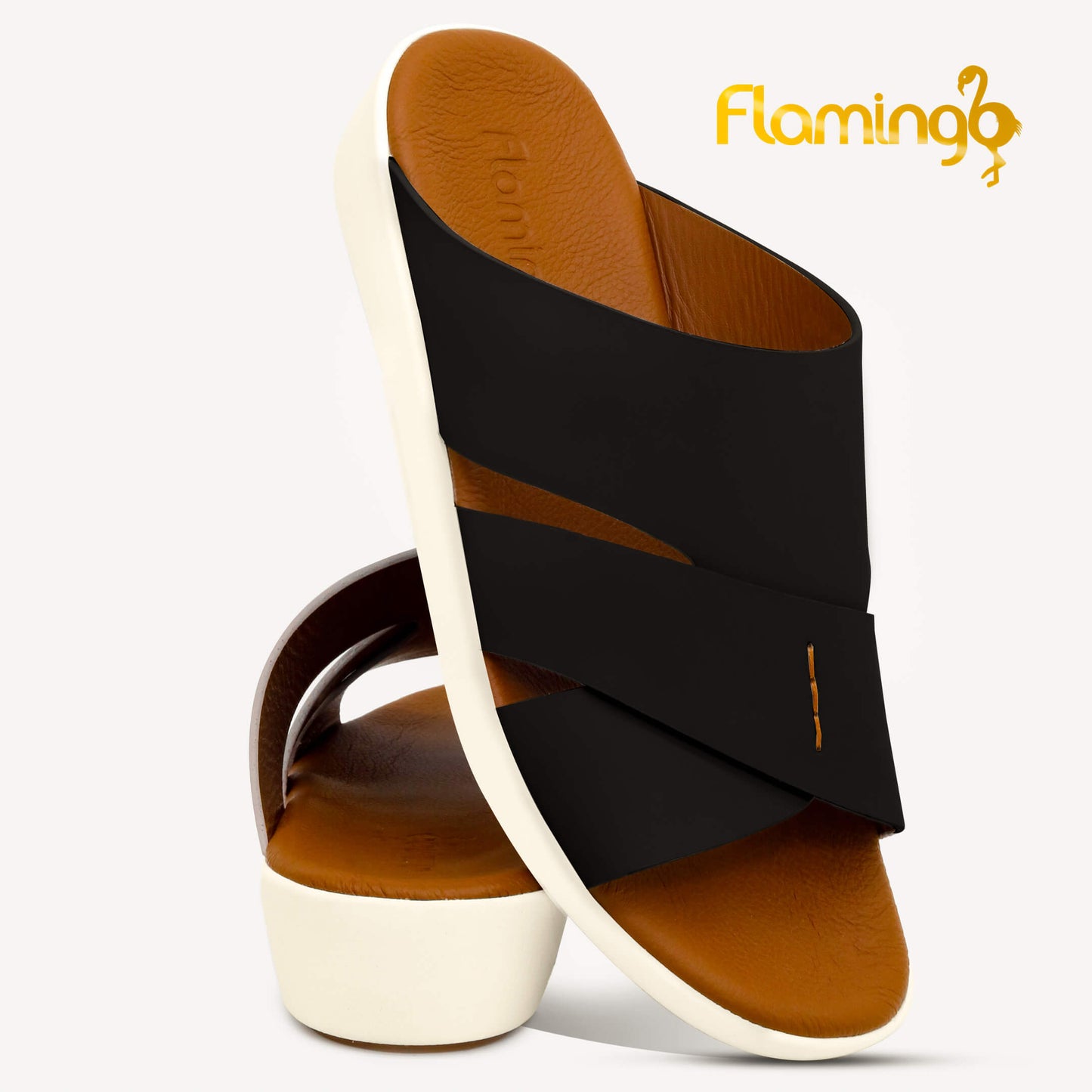 Flamingo[FG104]817 Black Tan Gents Arabic Sandal