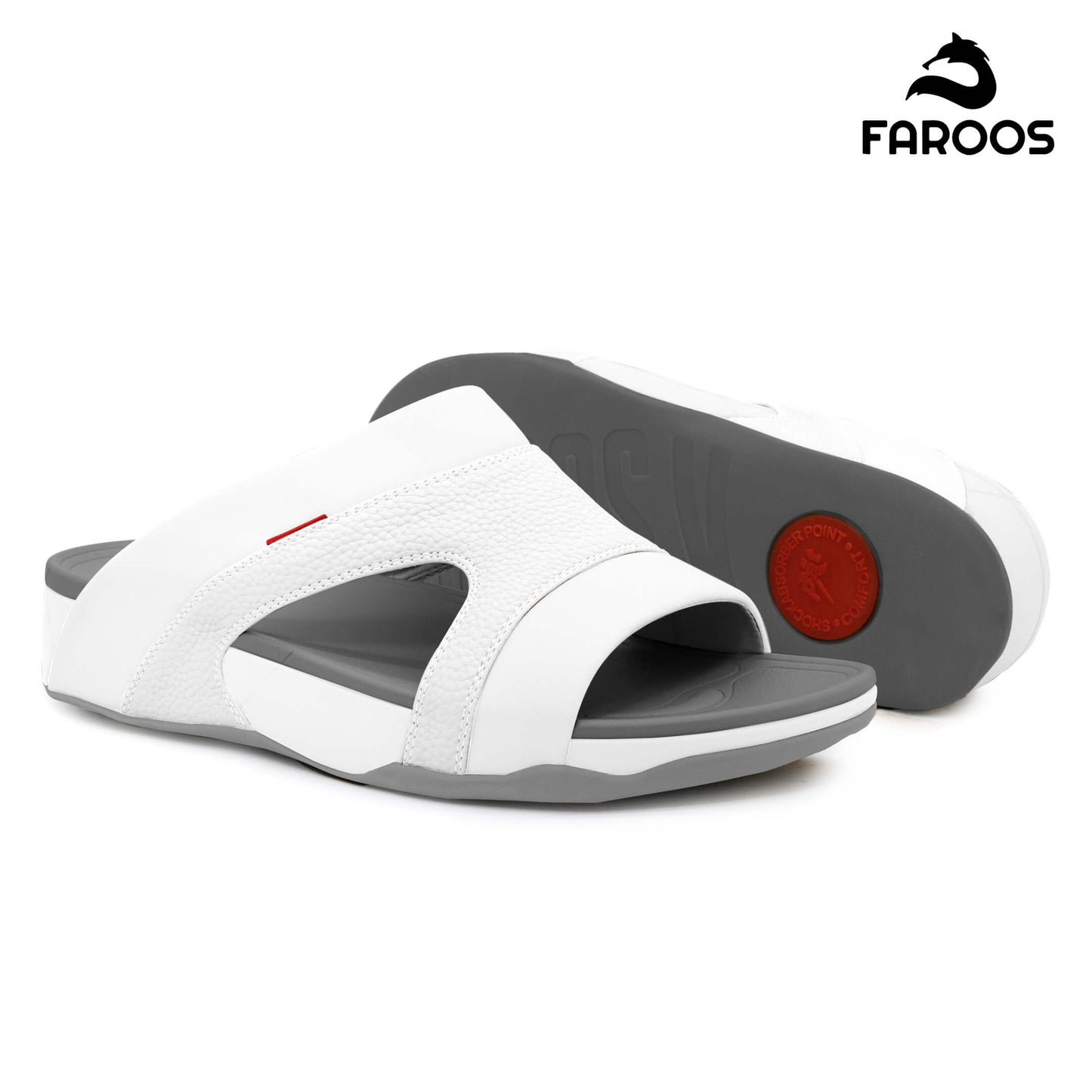 Faroos[F453]M148 White Gray Gents Arabic Sandal