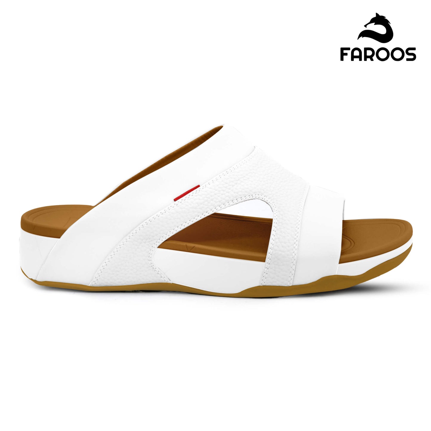 Faroos[F454]M148 White Tan Gents Arabic Sandal