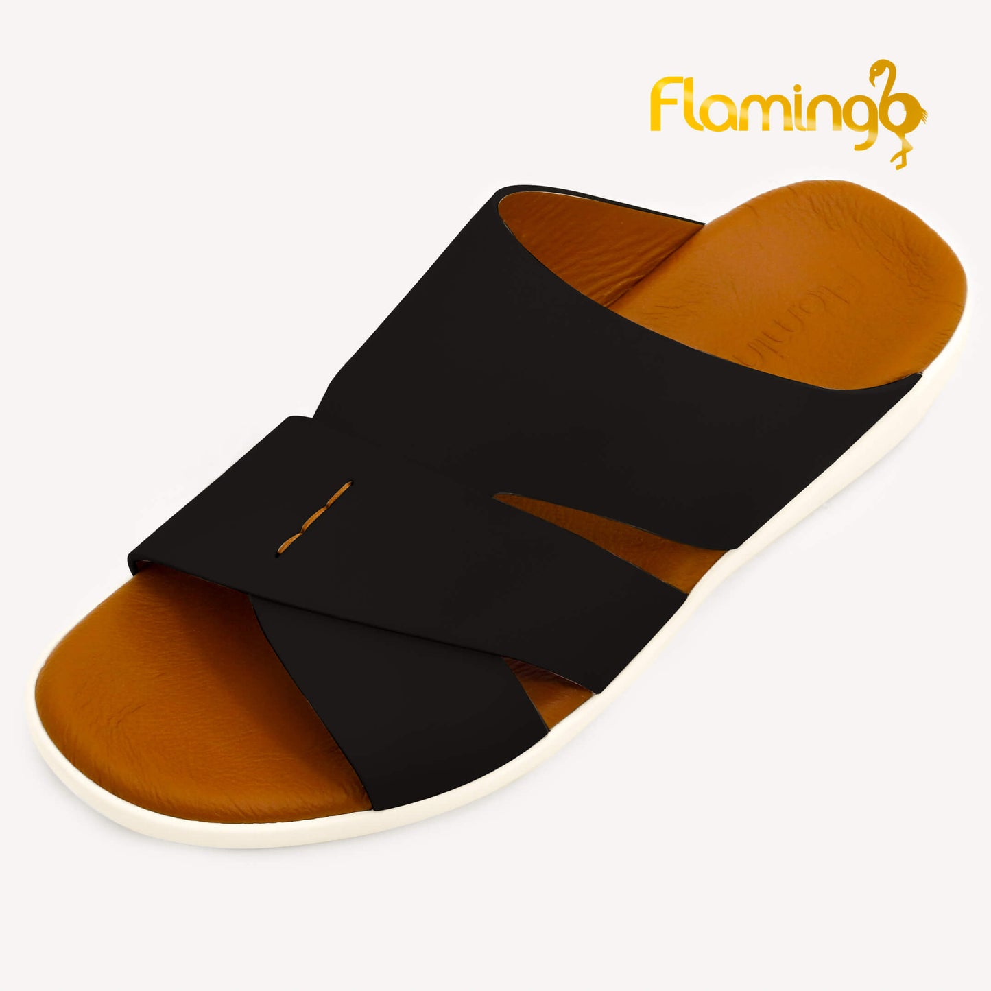 Flamingo[FG104]817 Black Tan Gents Arabic Sandal