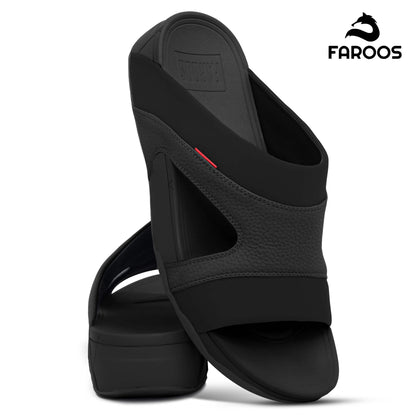 Faroos[F435]M138 Full Black Gents Arabic Sandal