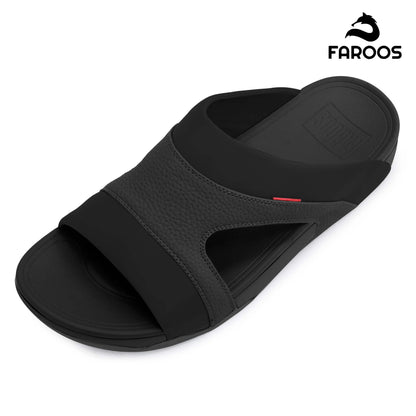 Faroos[F435]M138 Full Black Gents Arabic Sandal