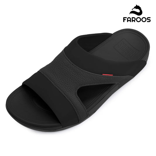 Faroos[F435]M138 Full Black Gents Arabic Sandal