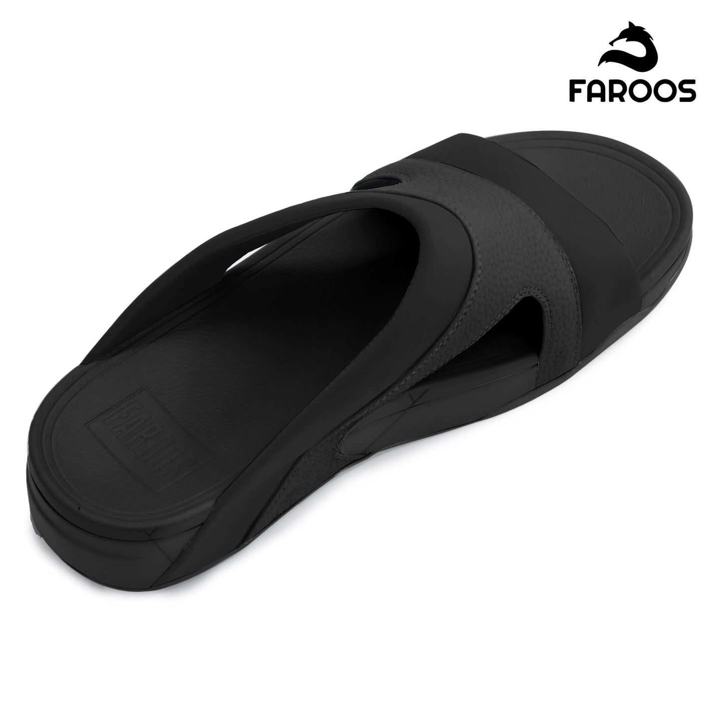 Faroos[F435]M138 Full Black Gents Arabic Sandal