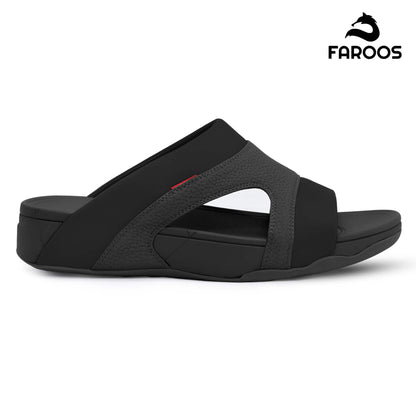 Faroos[F435]M138 Full Black Gents Arabic Sandal