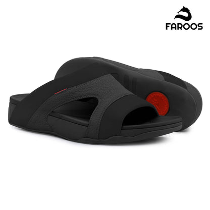 Faroos[F435]M138 Full Black Gents Arabic Sandal