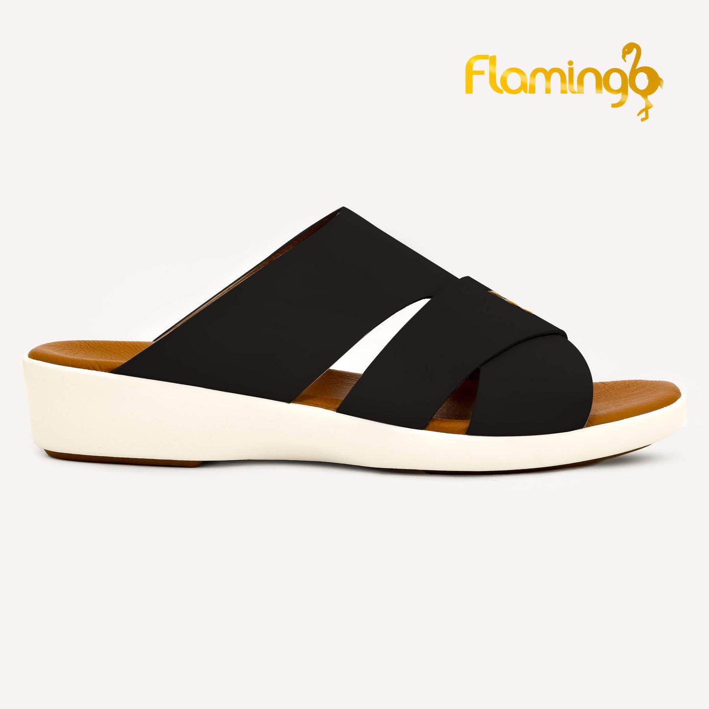 Flamingo[FG104]817 Black Tan Gents Arabic Sandal
