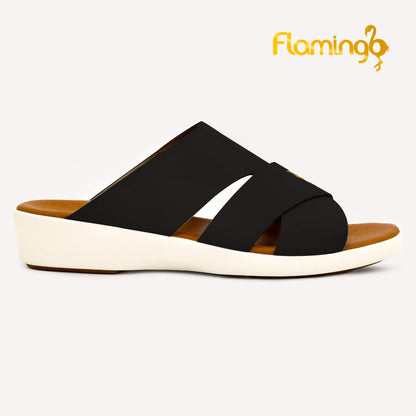 Flamingo[FG104]817 Black Tan Gents Arabic Sandal