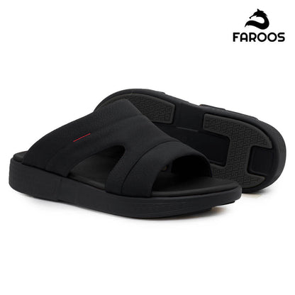 Faroos[F512]M099 Full Black Gents Arabic Sandal