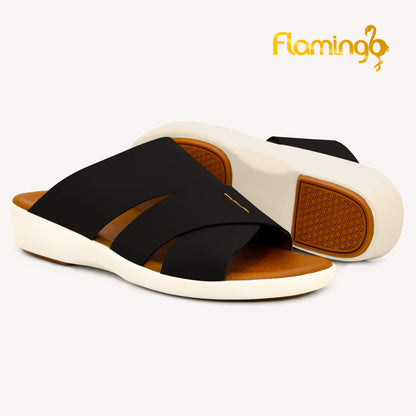 Flamingo[FG104]817 Black Tan Gents Arabic Sandal