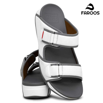 Faroos[F456]M129 White Gray Gents Arabic Sandal