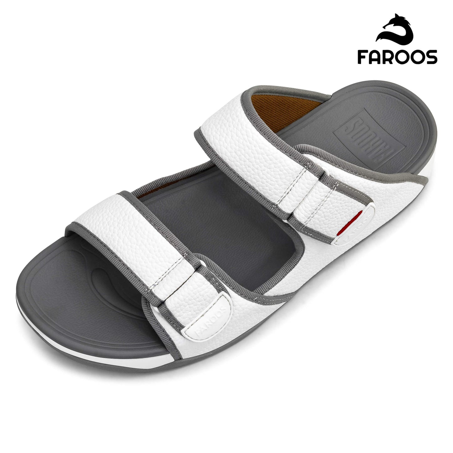 Faroos[F456]M129 White Gray Gents Arabic Sandal