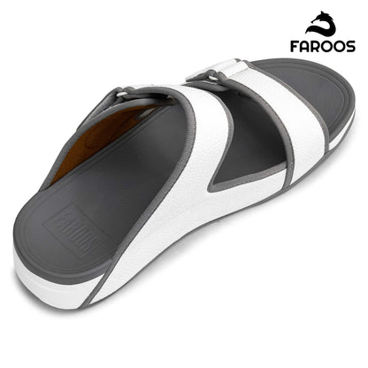 Faroos[F456]M129 White Gray Gents Arabic Sandal