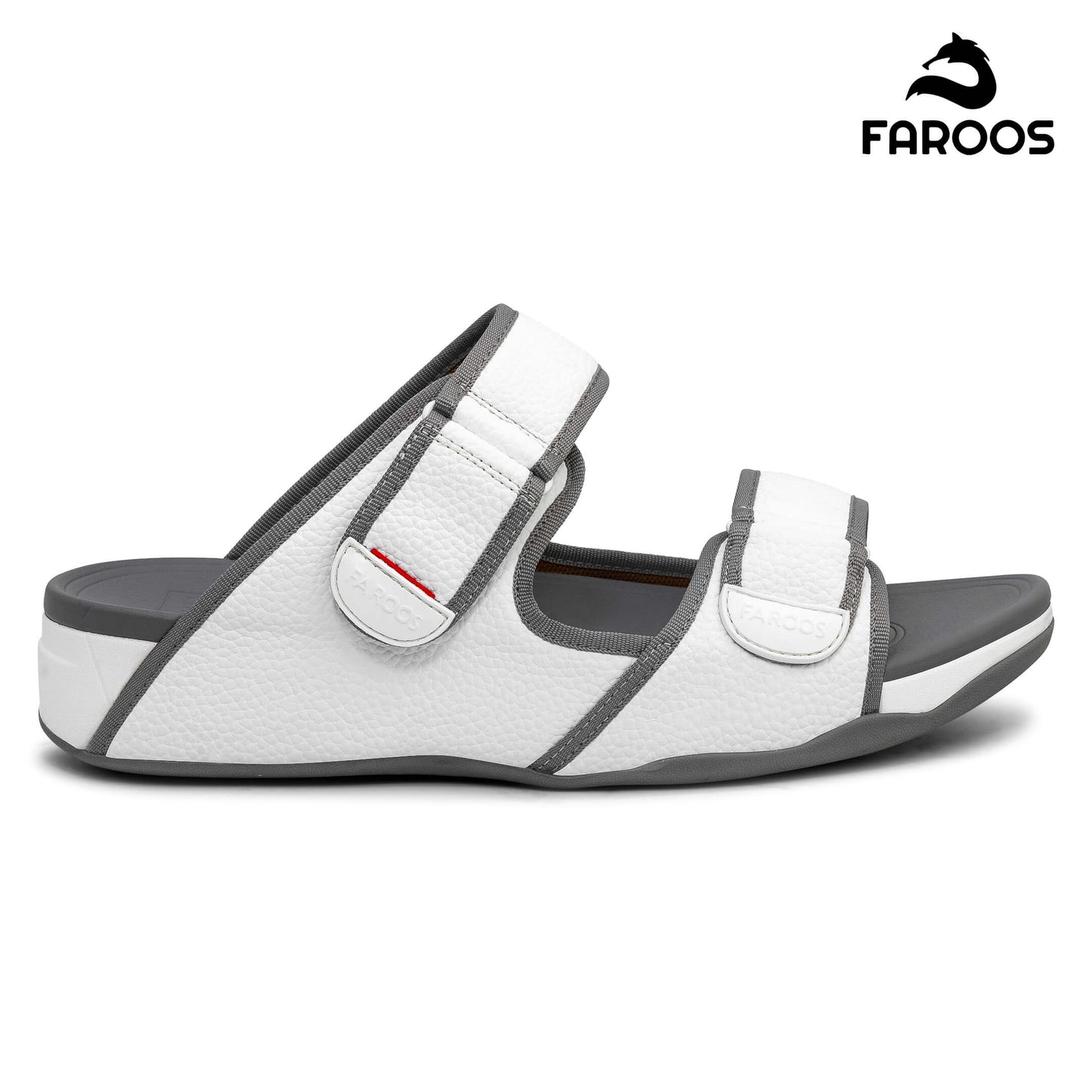 Faroos[F456]M129 White Gray Gents Arabic Sandal