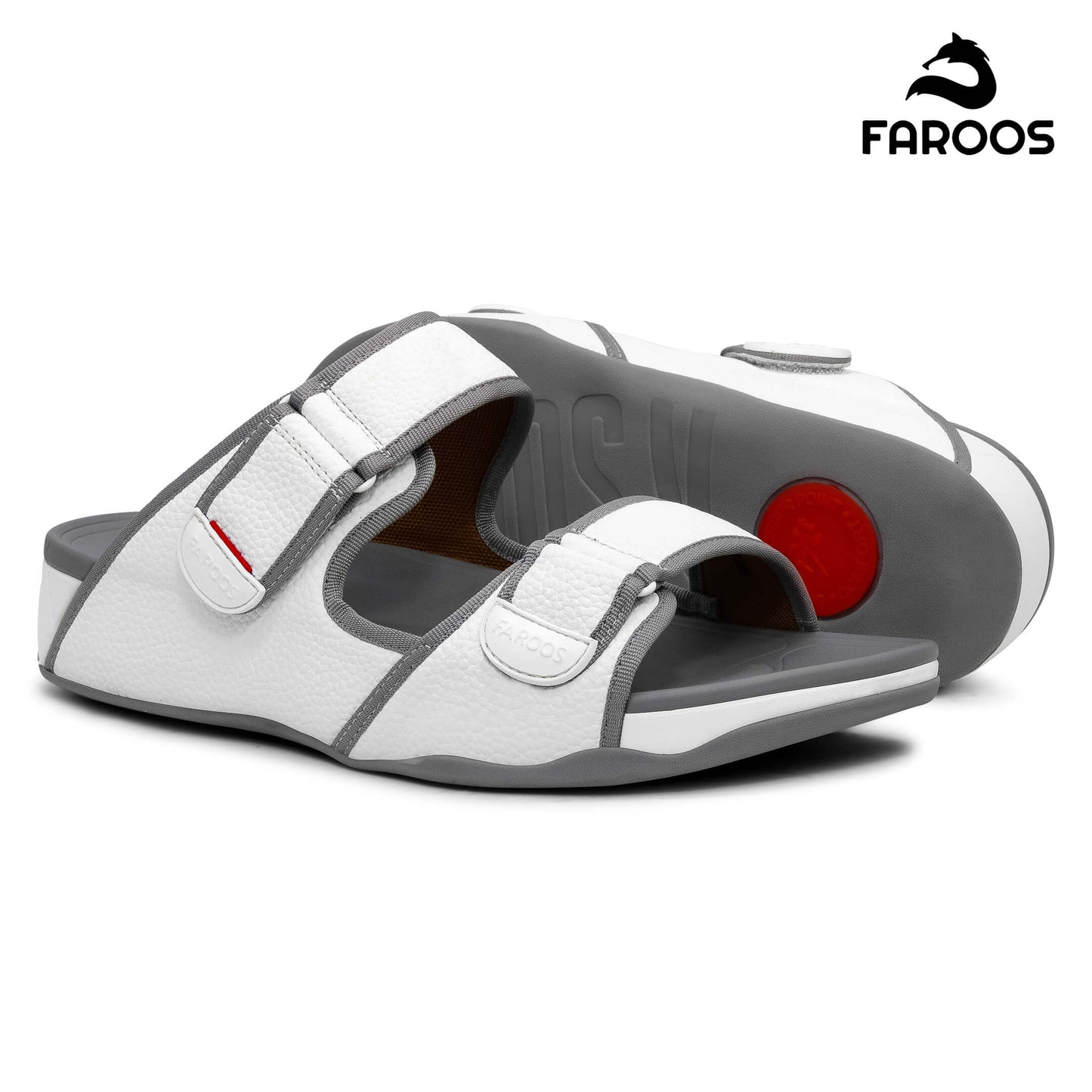 Faroos[F456]M129 White Gray Gents Arabic Sandal
