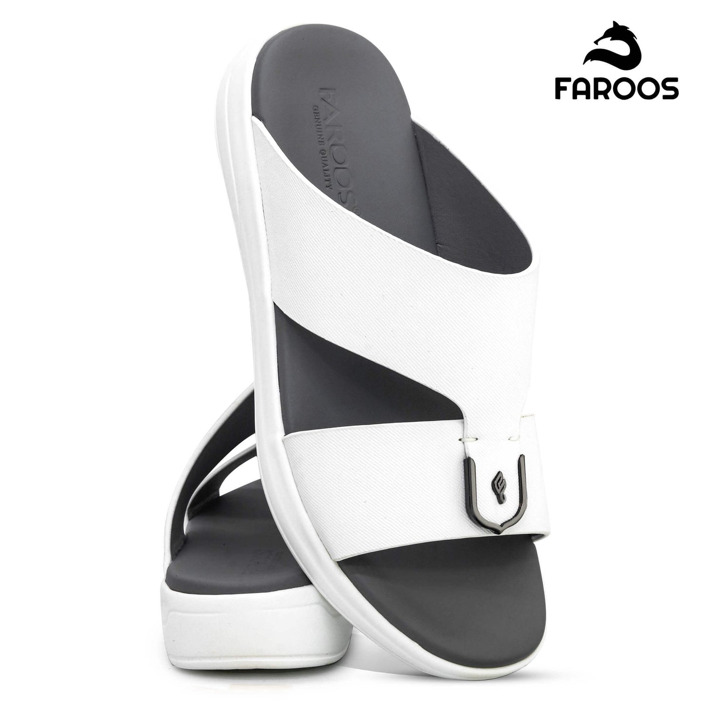 Faroos[F472]M090 White Gents Arabic Sandal