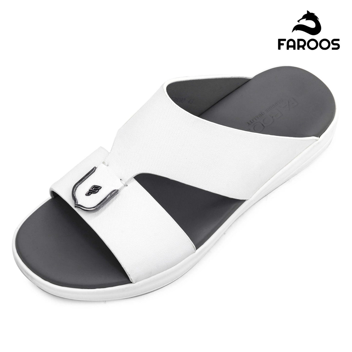 Faroos[F472]M090 White Gents Arabic Sandal
