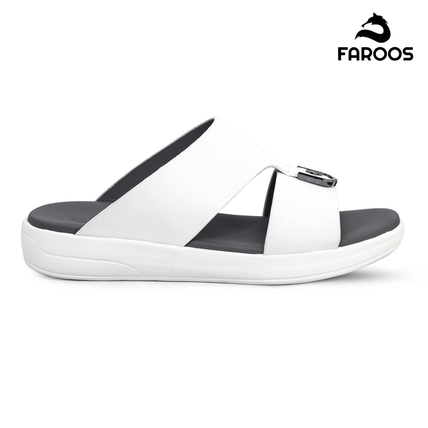 Faroos[F472]M090 White Gents Arabic Sandal