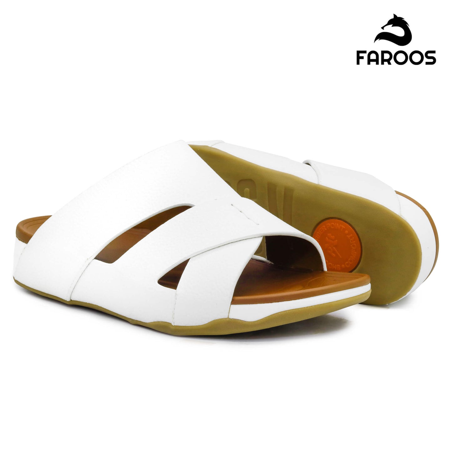 Faroos[F267]M106 White Gents Arabic Sandal