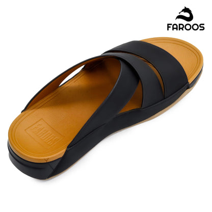Faroos[F259]M100 Black Gents Arabic Sandal