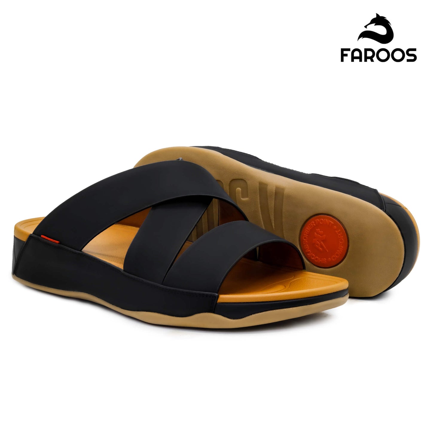 Faroos[F259]M100 Black Gents Arabic Sandal