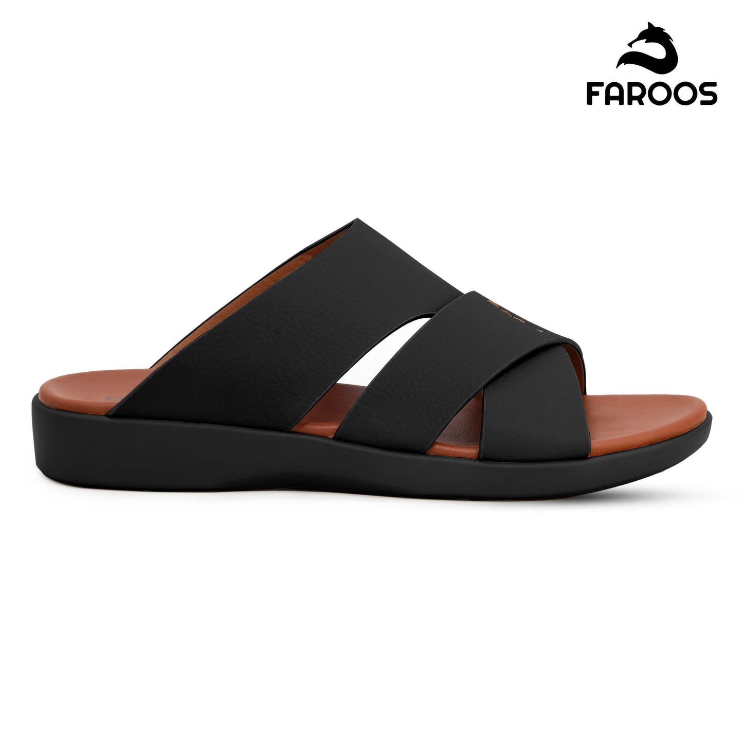 Faroos[F465]M266 Black Tan Gents Arabic Sandal
