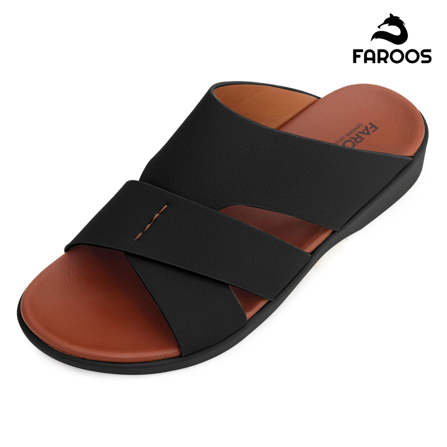 Faroos[F465]M266 Black Tan Gents Arabic Sandal