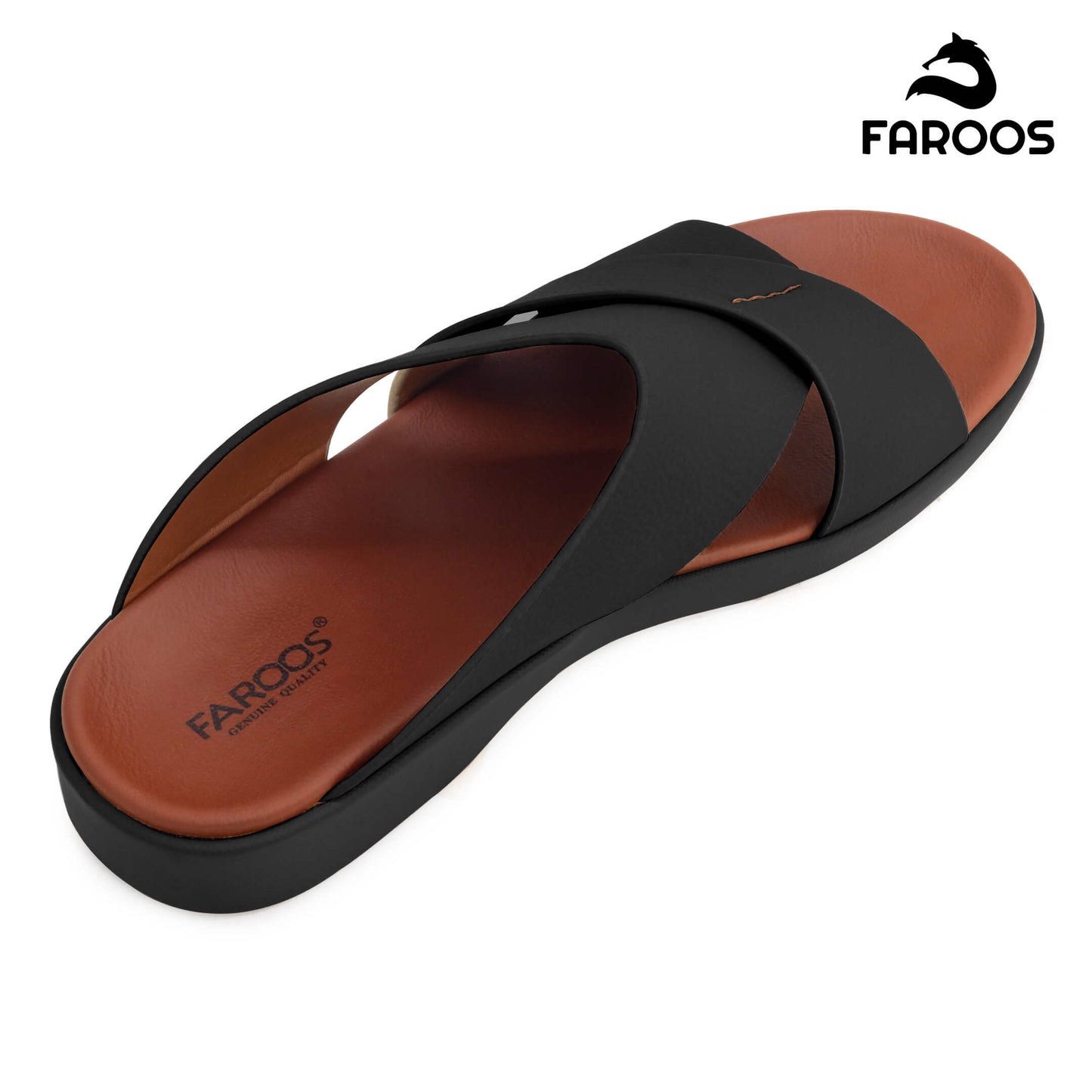 Faroos[F465]M266 Black Tan Gents Arabic Sandal