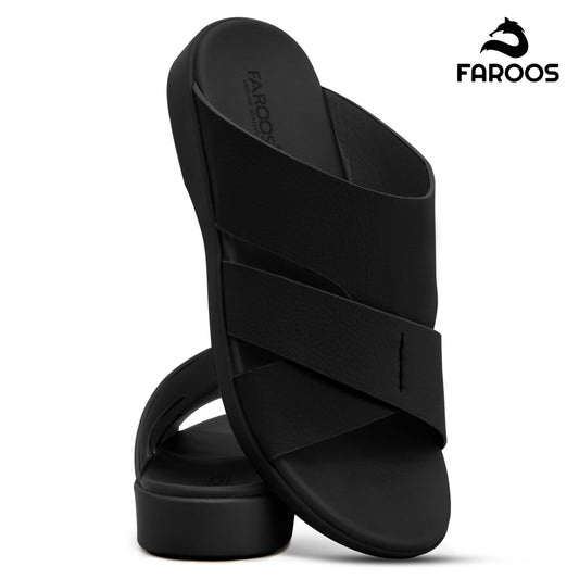 Faroos[F466]M266 Full Black Gents Arabic Sandal