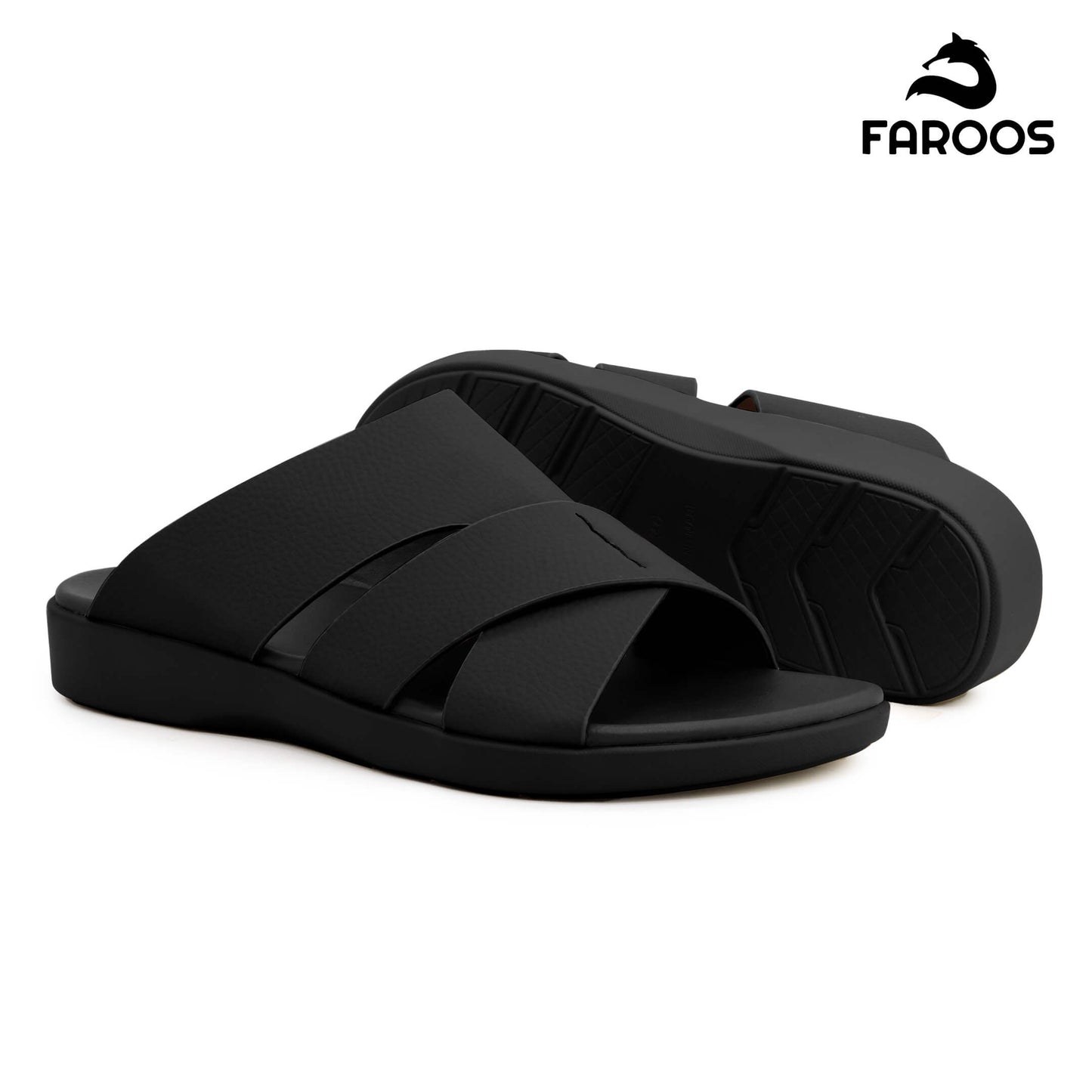 Faroos[F466]M266 Full Black Gents Arabic Sandal