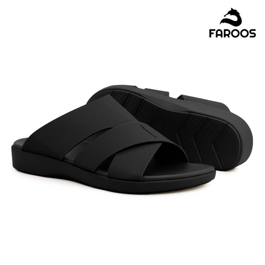 Faroos[F466]M266 Full Black Gents Arabic Sandal