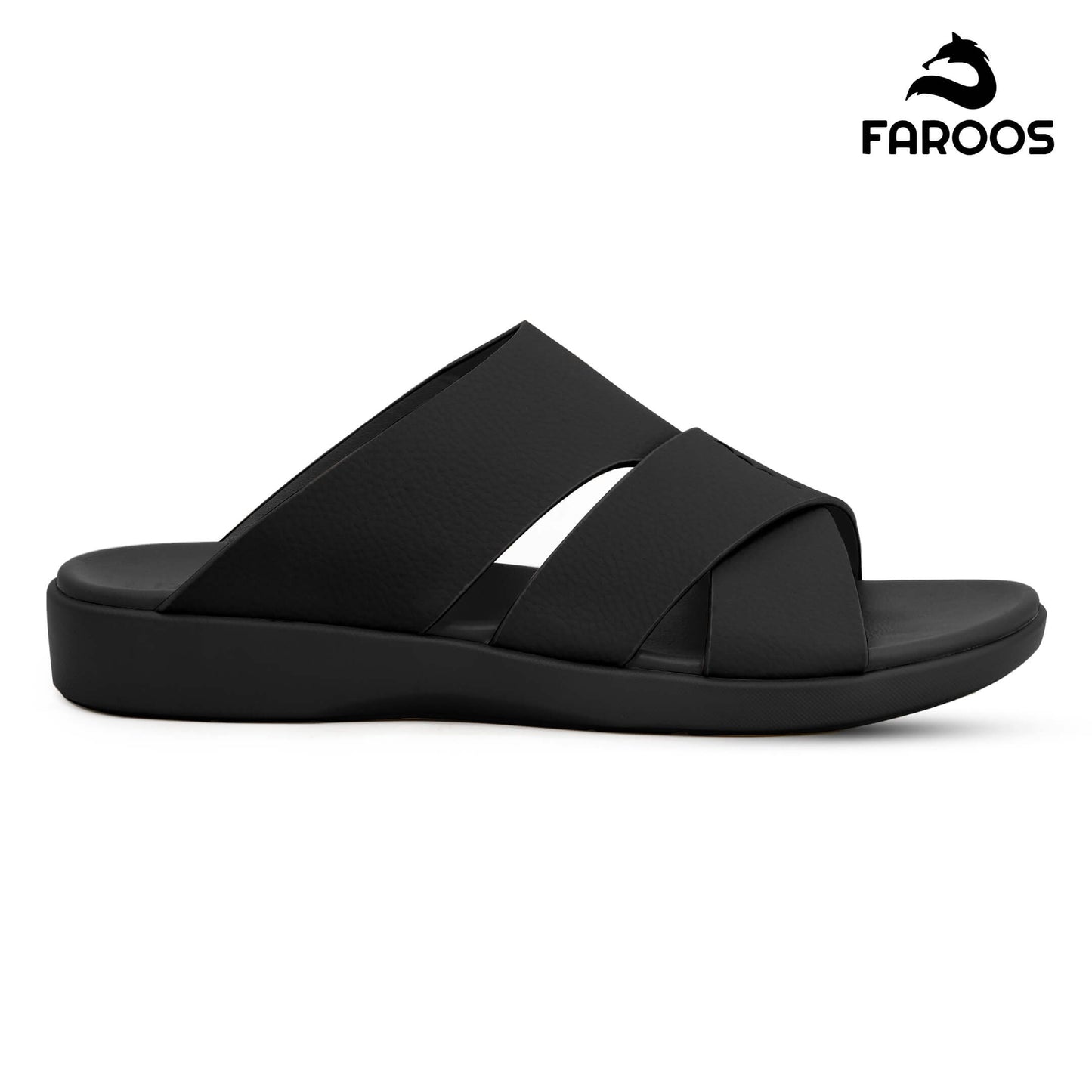 Faroos[F466]M266 Full Black Gents Arabic Sandal
