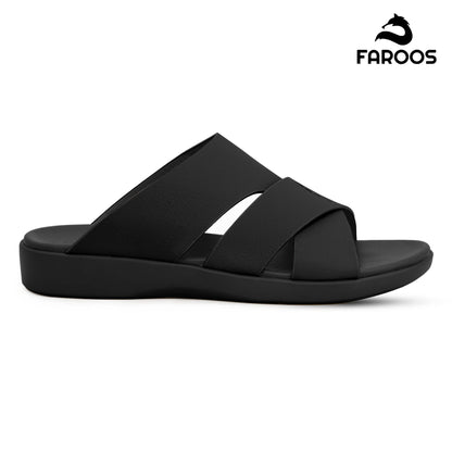 Faroos[F466]M266 Full Black Gents Arabic Sandal