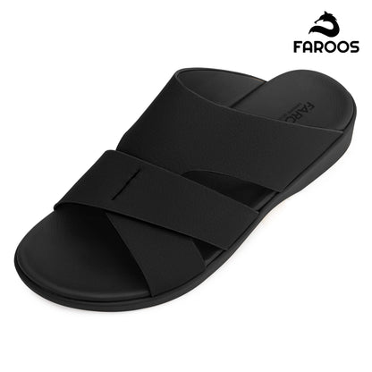 Faroos[F466]M266 Full Black Gents Arabic Sandal