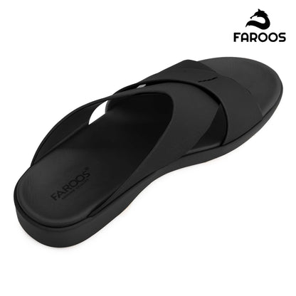 Faroos[F466]M266 Full Black Gents Arabic Sandal