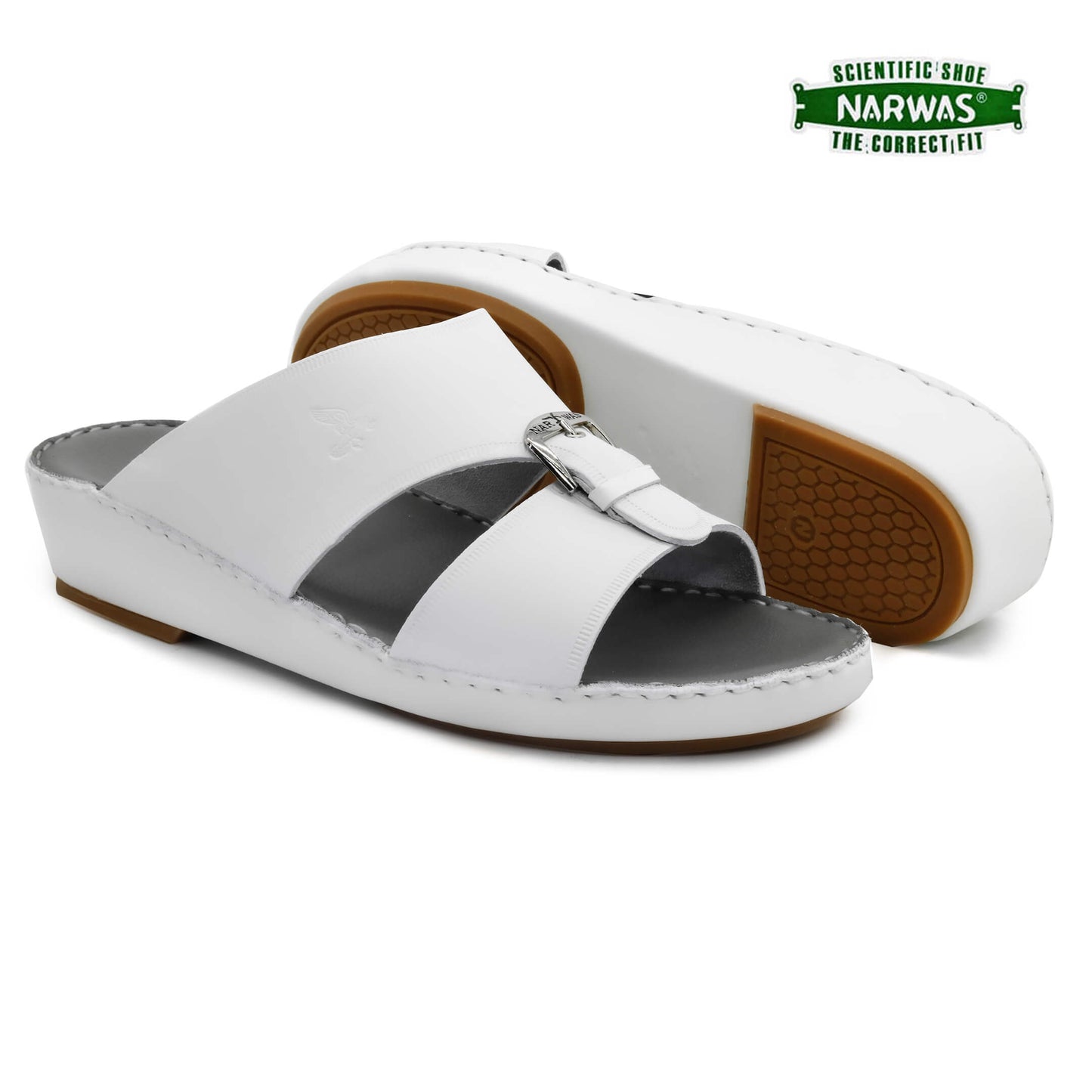 Narwas 2000[NG109] White Gray Gents Arabic Sandal