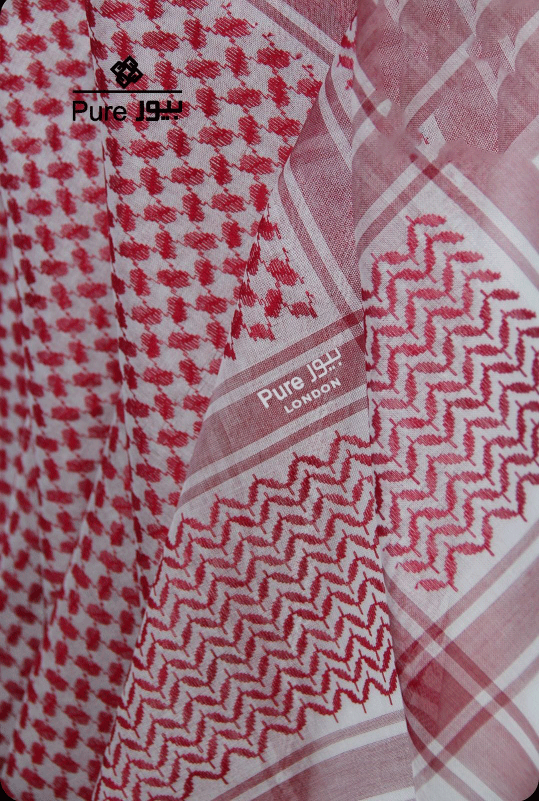 Pure London Red Arabic Ghutra for Men – Premium Lightweight & Breathable Fabric