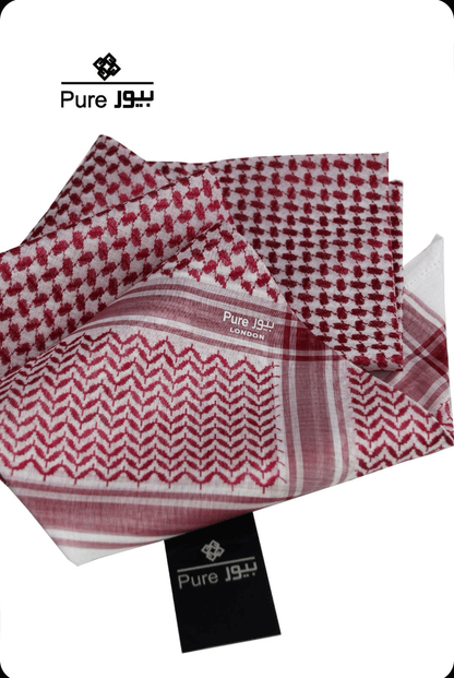 Pure London Red Arabic Ghutra for Men – Premium Lightweight & Breathable Fabric