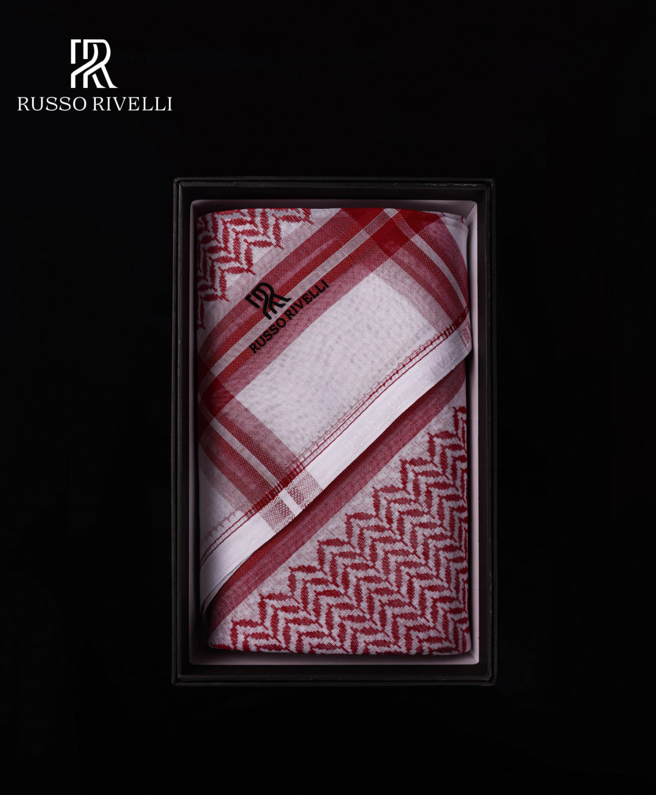 Russo Rivelli Luxury Red Arabic Ghutra for Men – Ultra-Light & Breathable Fabric