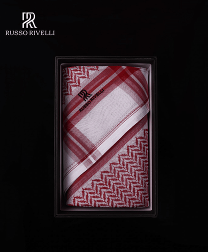 Russo Rivelli Luxury Red Arabic Ghutra for Men – Ultra-Light & Breathable Fabric