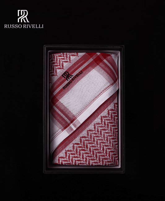 Russo Rivelli Luxury Red Arabic Ghutra for Men – Ultra-Light & Breathable Fabric