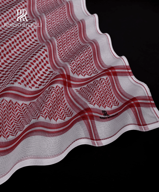 Russo Rivelli Luxury Red Arabic Ghutra for Men – Ultra-Light & Breathable Fabric